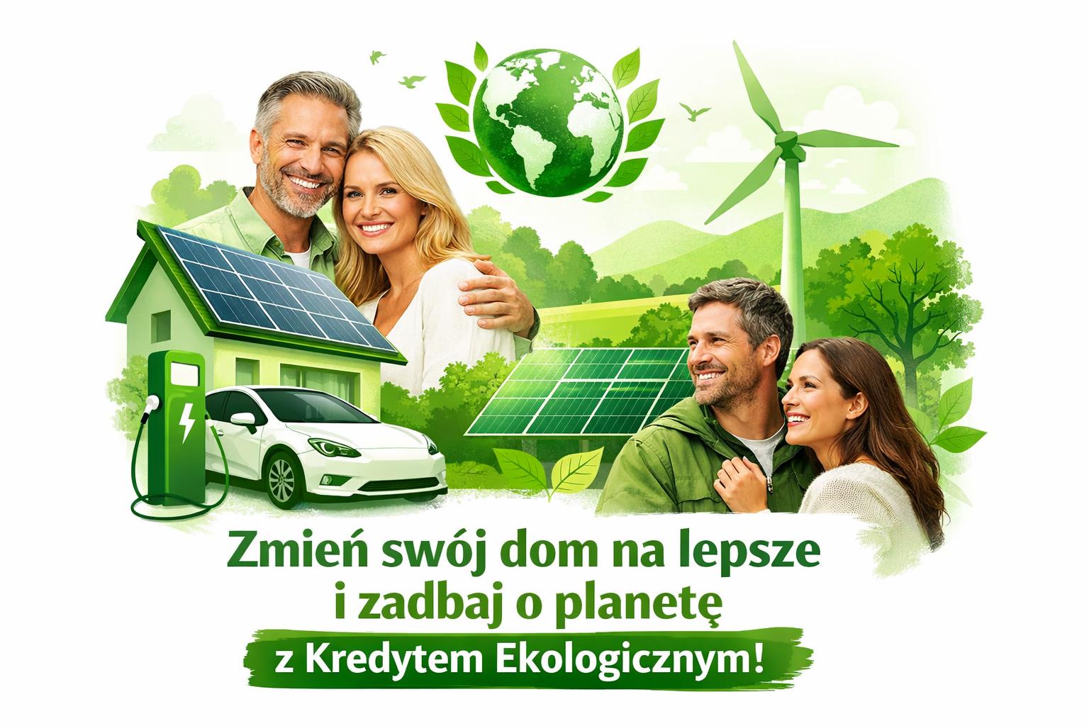 Zmień swój dom na lepsze i zadbaj o planetę z Kredytem Ekologicznym! Kredyt ekologiczny w Banku Spółdzielczym w Ełku można przeznaczyć na szeroki zakres inwestycji mających na celu ochronę środowiska i zwiększenie efektywności energetycznej. Warunkiem koniecznym jest, aby minimum 60% kwoty kredytu zostało przeznaczone na cele ekologiczne; pozostałe 40% może zostać wykorzystane na dowolny cel konsumpcyjny
